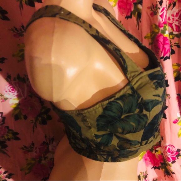 Ralph Lauren palm banana leaf crop too denim green - Picture 2 of 5